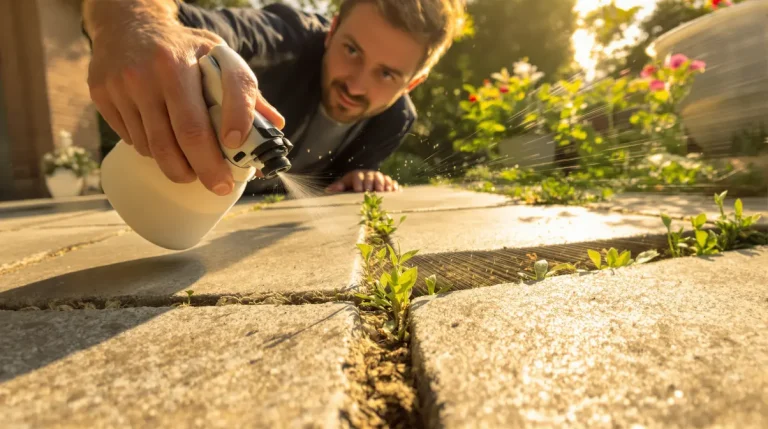 Entre les dalles, les paysagistes versent toujours la même chose : les mauvaises herbes ne reviennent plus Entre les dalles, les paysagistes versent toujours la même chose : les mauvaises herbes ne reviennent plus