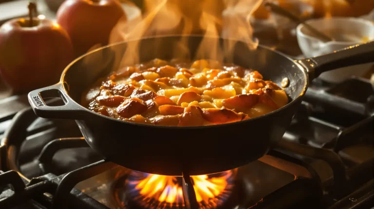 Je prépare ce gâteau aux pommes à la poêle : ultra simple, prêt en 15 minutes, sans four et tellement réconfortant
