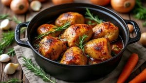 découvrez une recette facile et savoureuse de pintade en morceaux cuite en cocotte, idéale pour un repas gourmand et réconfortant.